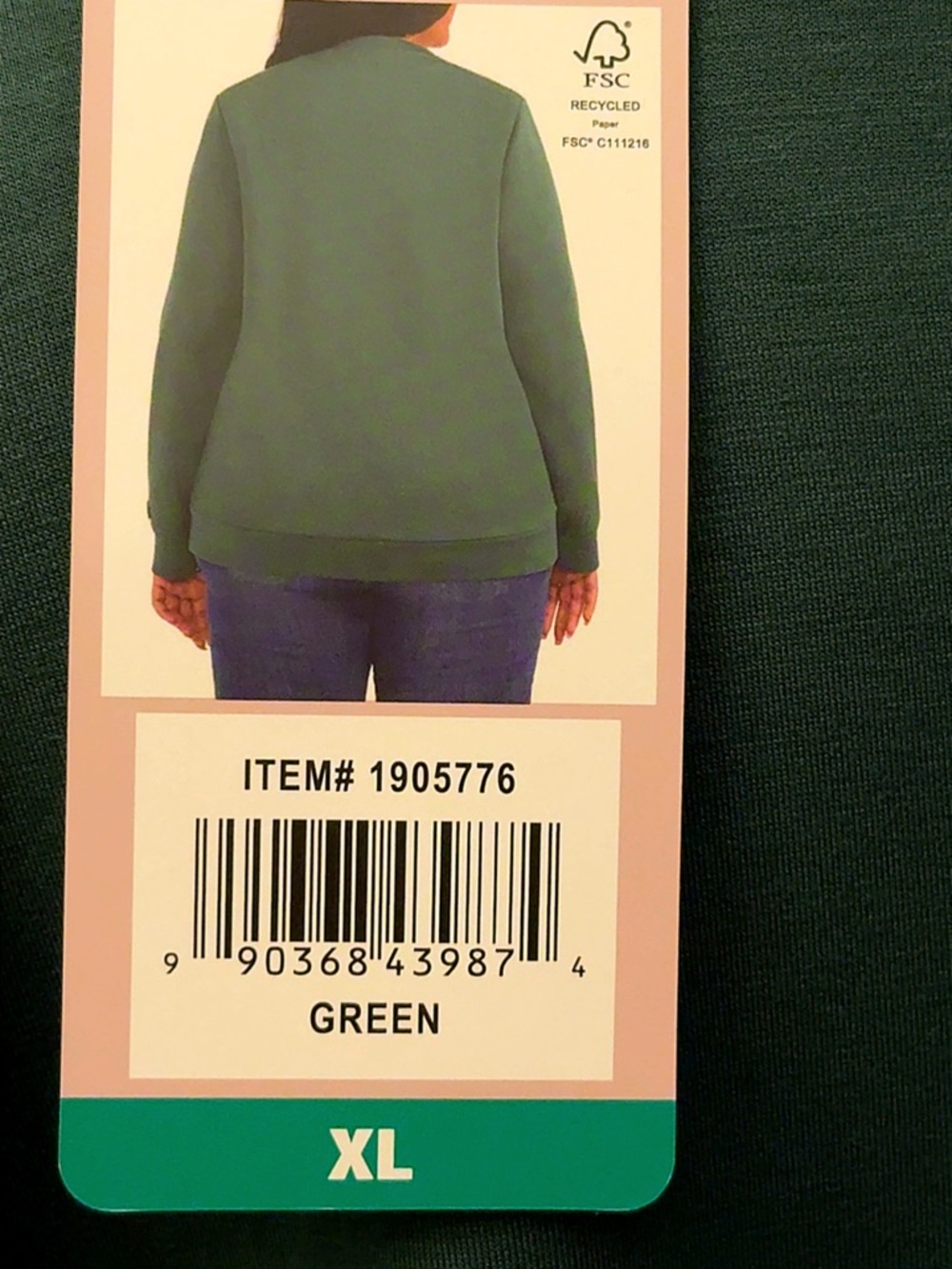 Hunter Embossed Green Crewneck Sweatshirt - Picture 5 of 6